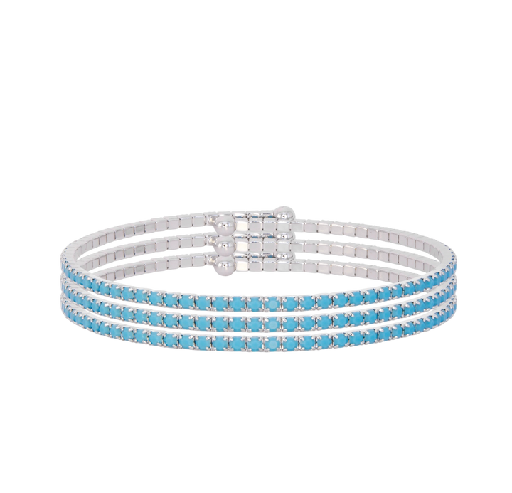 CLASSIC CRYSTAL BANGLE STACK - TURQUOISE SILVER