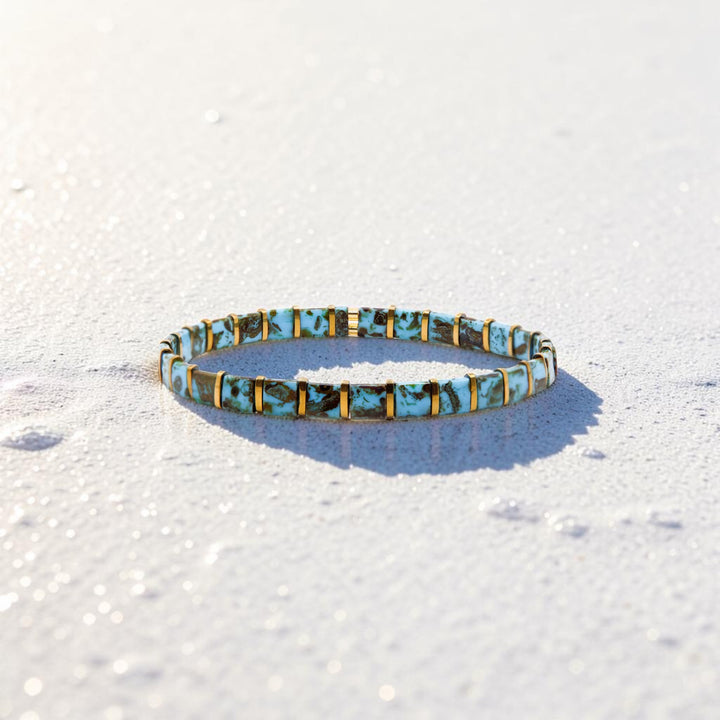 Turquoise Trail Gold Tila Bracelet