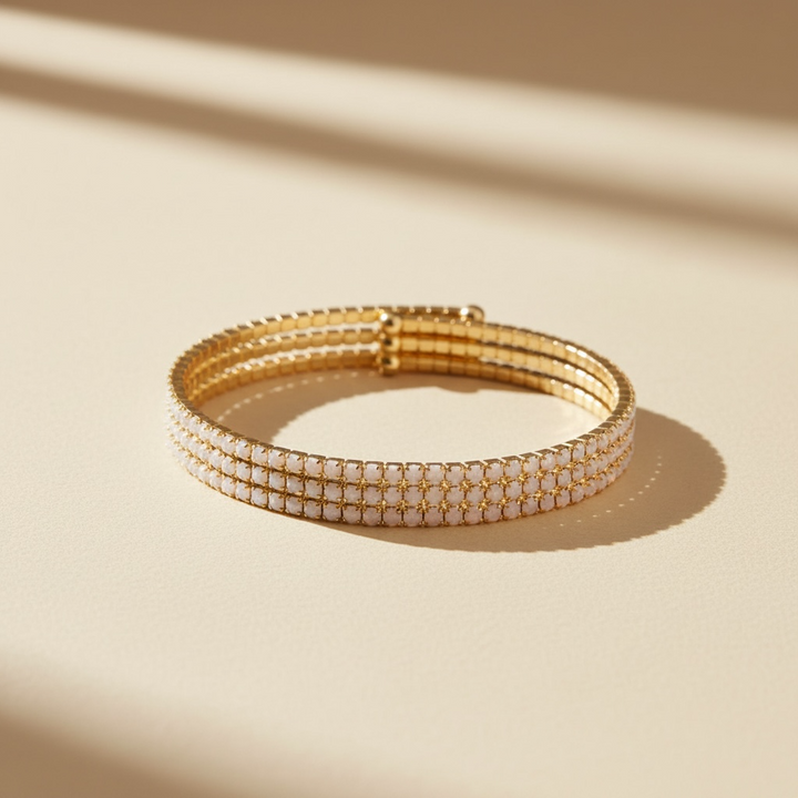 CLASSIC CRYSTAL BANGLE STACK - WHITE OPAL