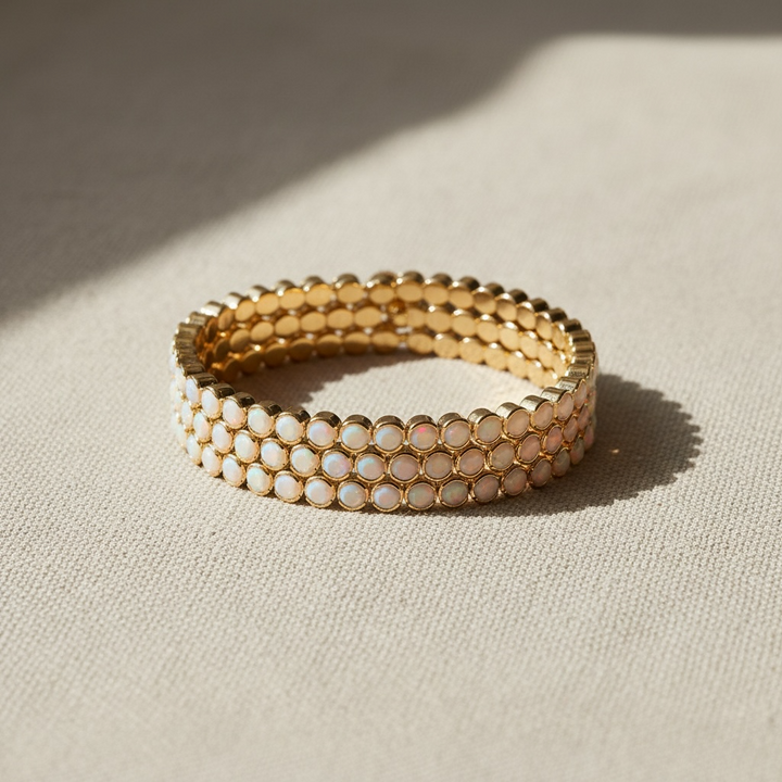 STATEMENT CRYSTAL BANGLE STACK - WHITE OPAL