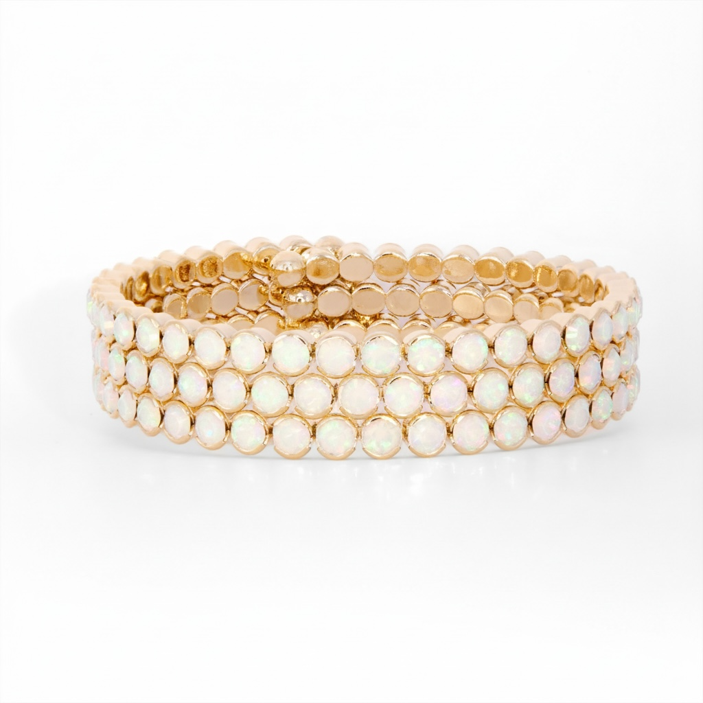 STATEMENT CRYSTAL BANGLE STACK - WHITE OPAL