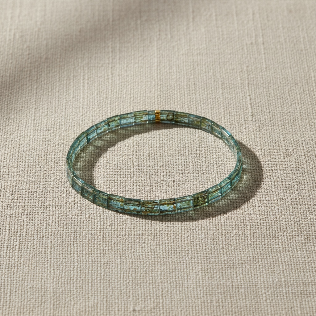 Aegean Tila Bracelet styled on linen – Sugar Bean Jewelry