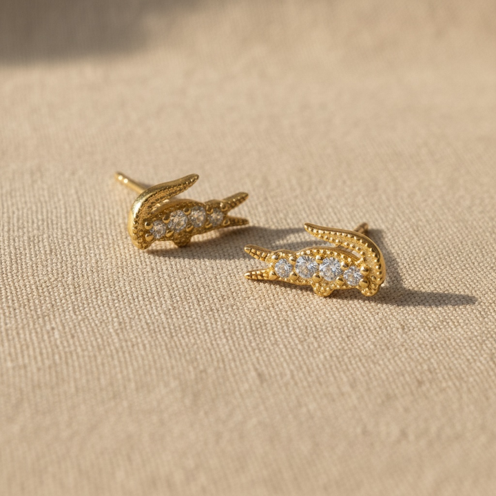 Alligator stud earrings lifestyle – Sugar Bean Jewelry