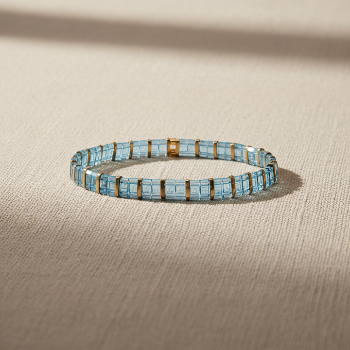 Aquarelle Tila Bracelet styled on linen – Sugar Bean Jewelry
