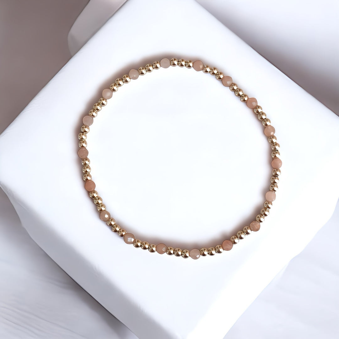 Steadfast Soleil gold filled bracelet with sunstone, alternate angle – Sugar Bean Jewelry