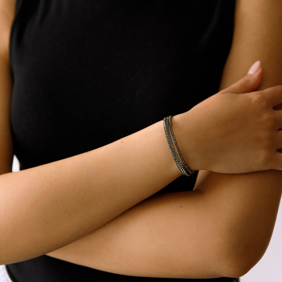 Black diamond classic crystal bangle bracelet detail – Sugar Bean Jewelry