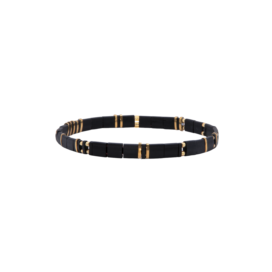 Blackout Tila Bracelet – Miyuki glass bead stretch bracelet – Sugar Bean Jewelry