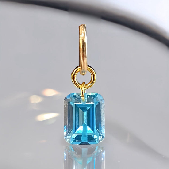 BLUE TOPAZ DRILLED STONE EARRING CHARM