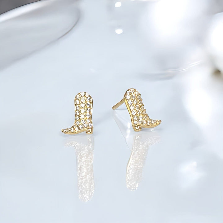 Boot Stud Earrings • Sterling Silver with 14k Gold or Rhodium Plating