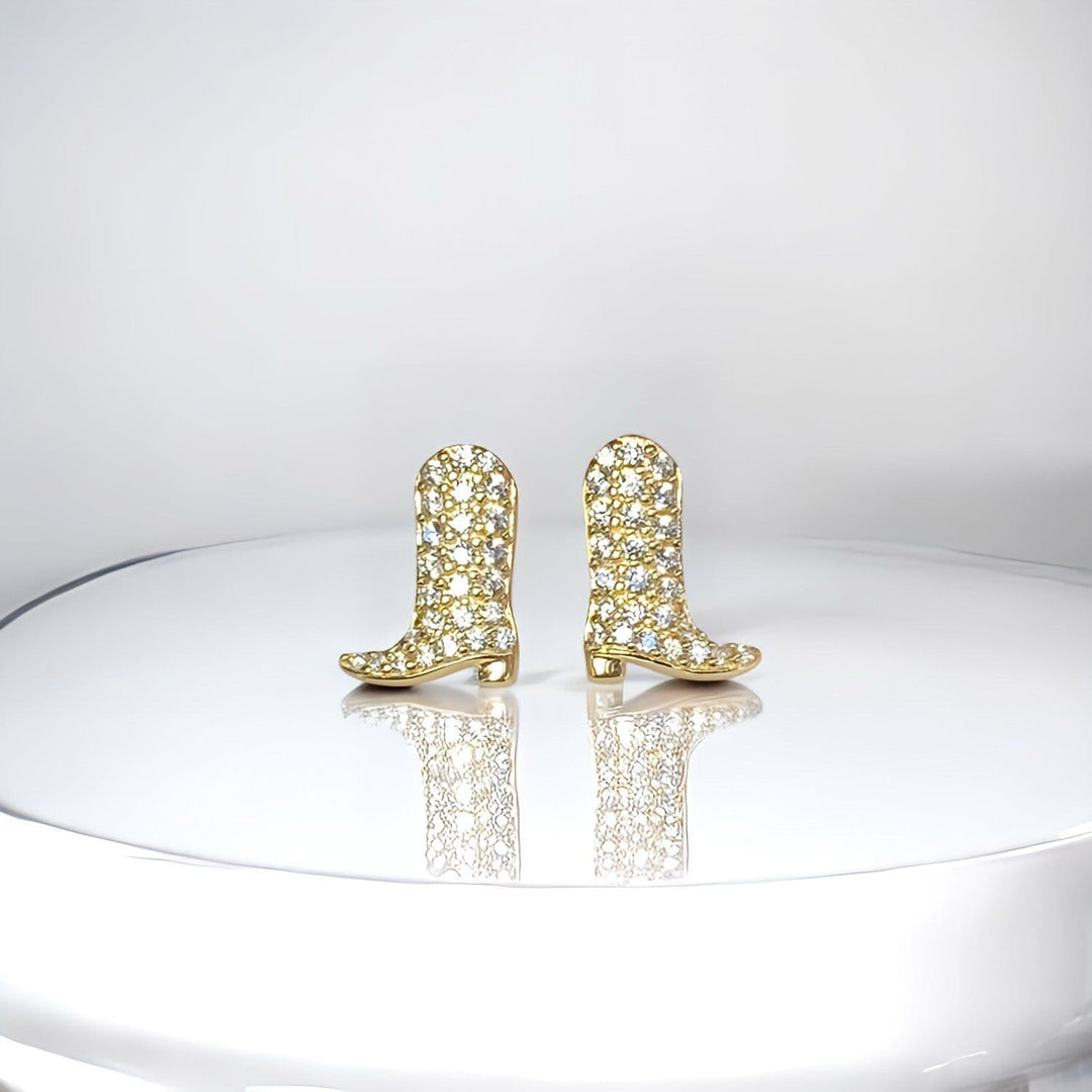 Boot Stud Earrings • Sterling Silver with 14k Gold or Rhodium Plating
