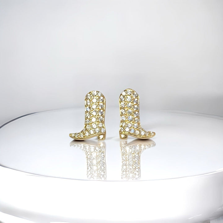 Boot Stud Earrings • Sterling Silver with 14k Gold or Rhodium Plating