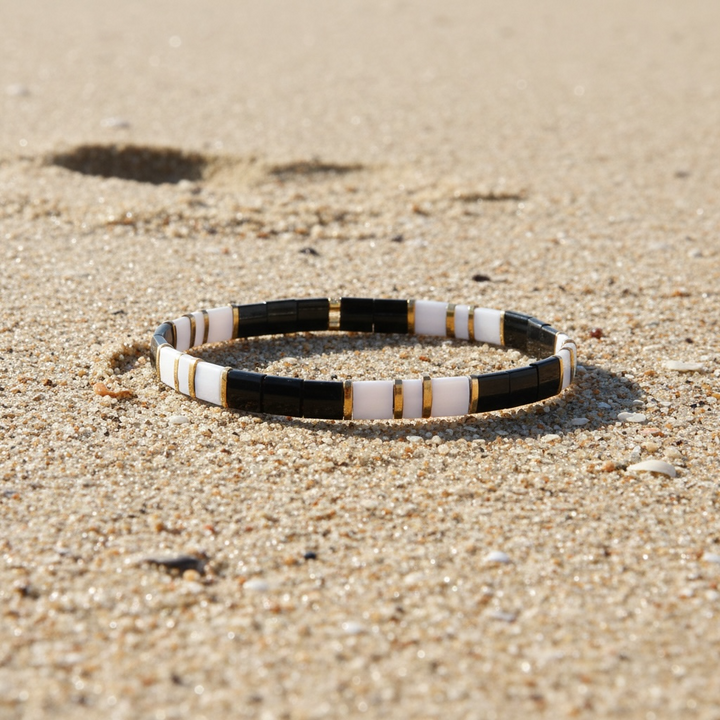 Cipher Tila Bracelet styled on sand – Sugar Bean Jewelry