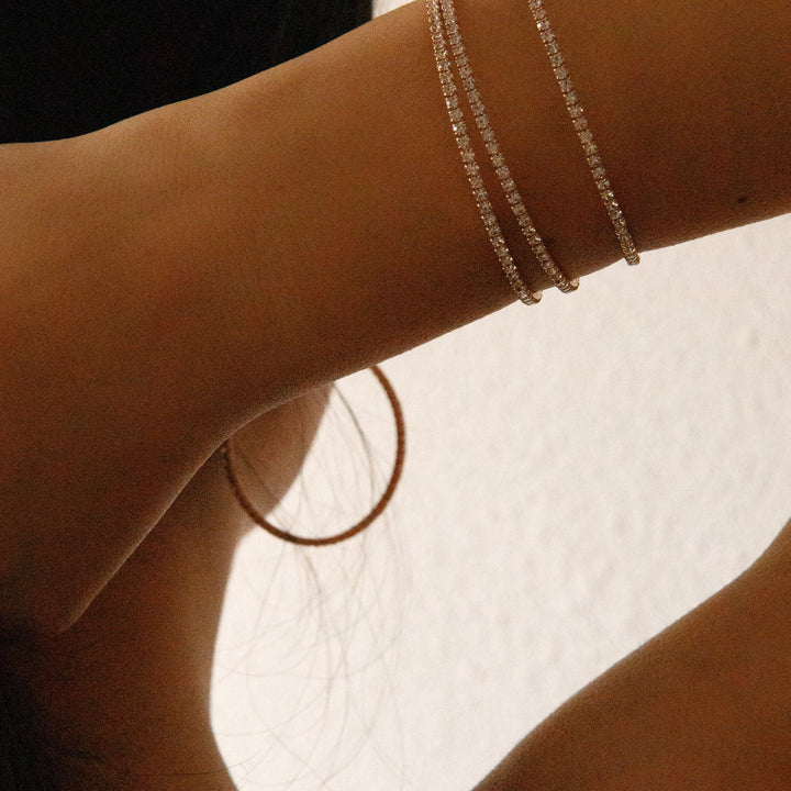 Classic crystal bangle bracelet gold lifestyle – Sugar Bean Jewelry