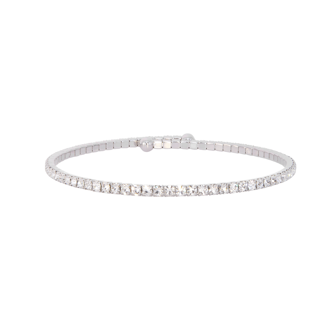 Classic crystal bangle bracelet silver layered – Sugar Bean Jewelry