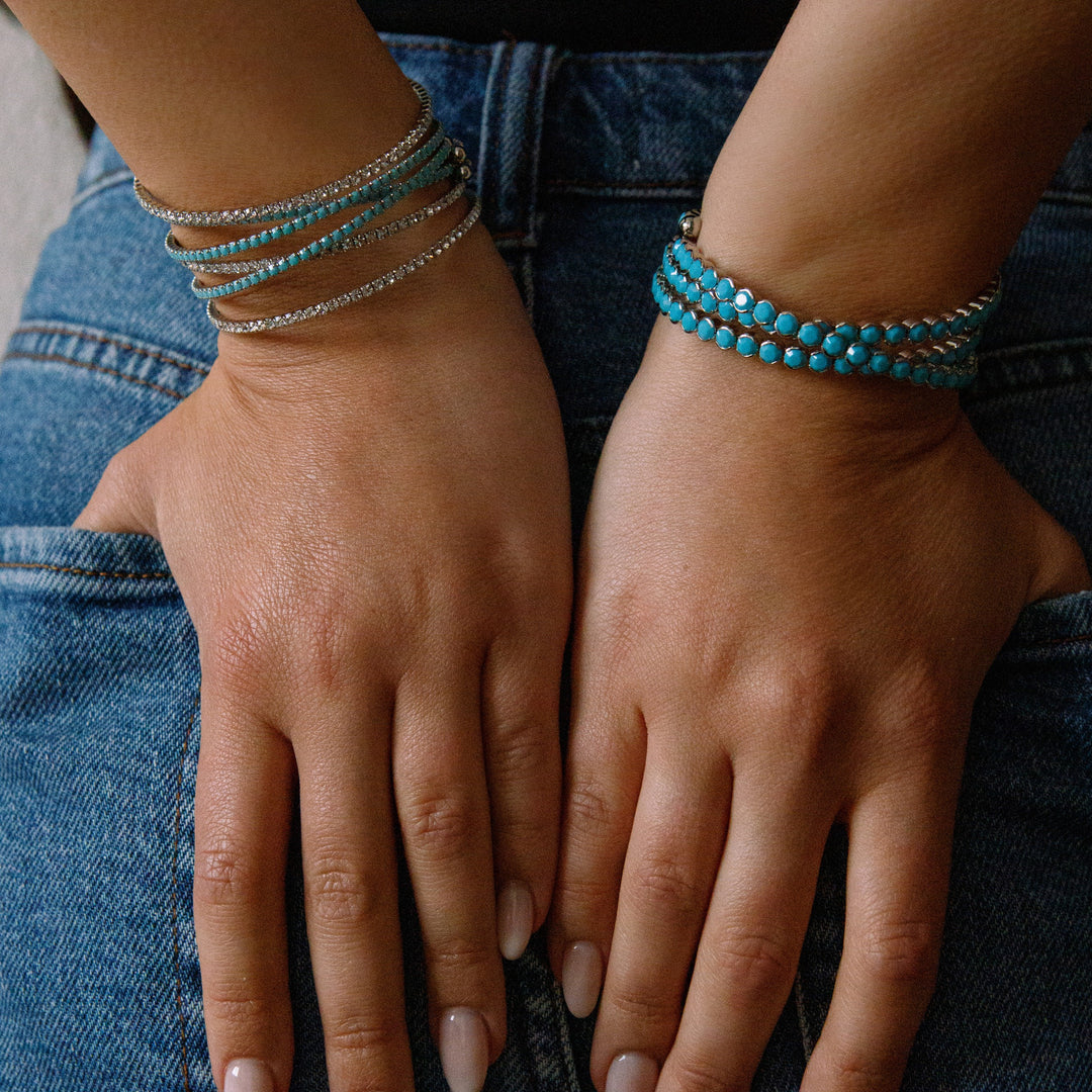 Classic crystal bangle bracelet silver stacked – Sugar Bean Jewelry