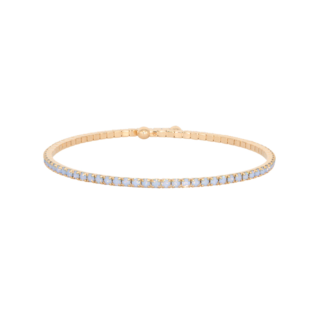 Blue Opal Classic Crystal Bangle Bracelet – periwinkle blue Swarovski crystals in 18k gold plating – Sugar Bean Jewelry