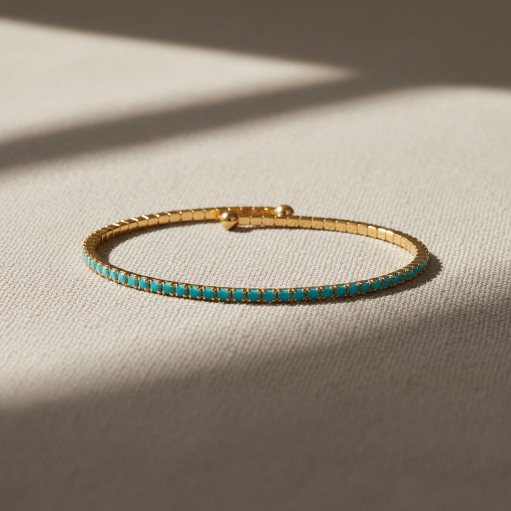 CRYSTAL BANGLE TURQUOISE AND GOLD