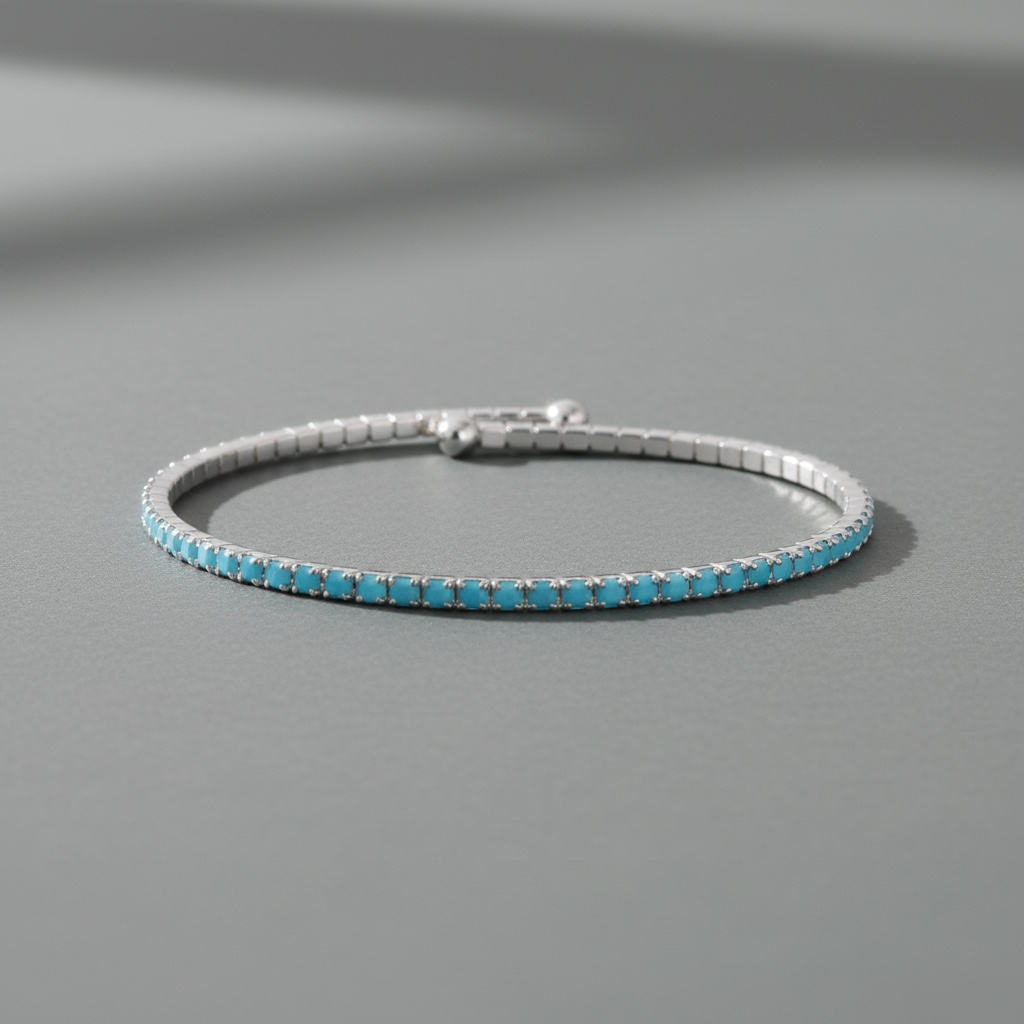 CRYSTAL BANGLE TURQUOISE AND SILVER