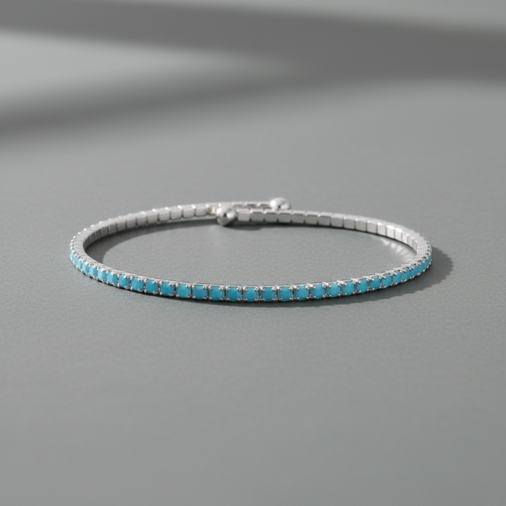 CRYSTAL BANGLE TURQUOISE AND SILVER