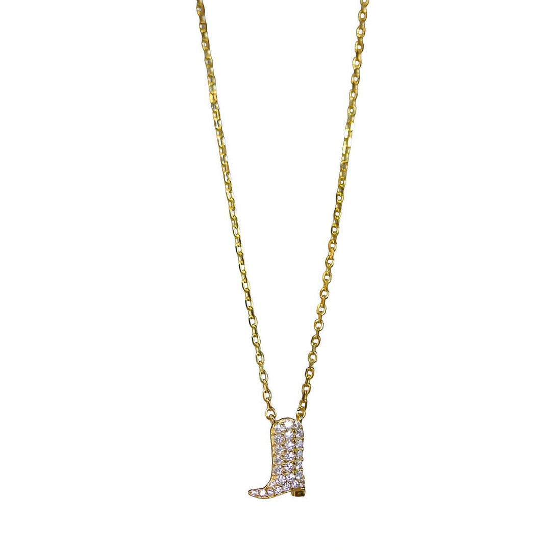 Cowboy Boot Necklace – sterling silver boot pendant with diamond simulant stones – Sugar Bean Jewelry