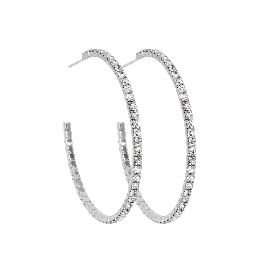 Crystal hoop earrings silver – Sugar Bean Jewelry