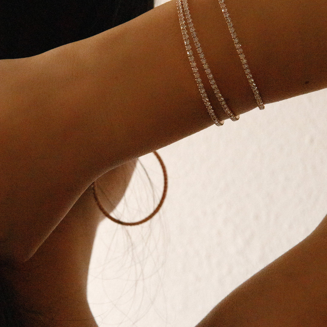 Crystal gold hoop earrings close up – Sugar Bean Jewelry