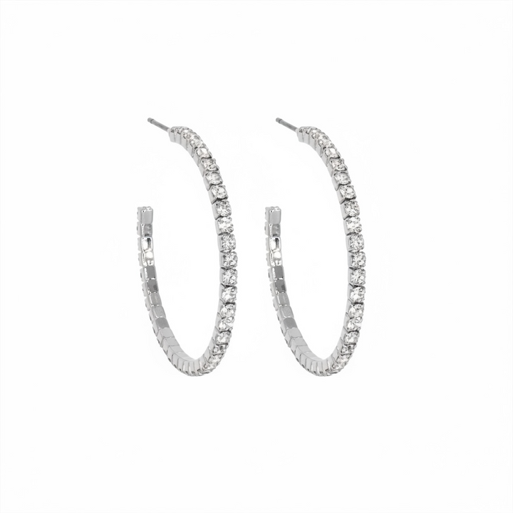 jewelryCrystal silver hoop earrings detail – Sugar Bean Jewelry