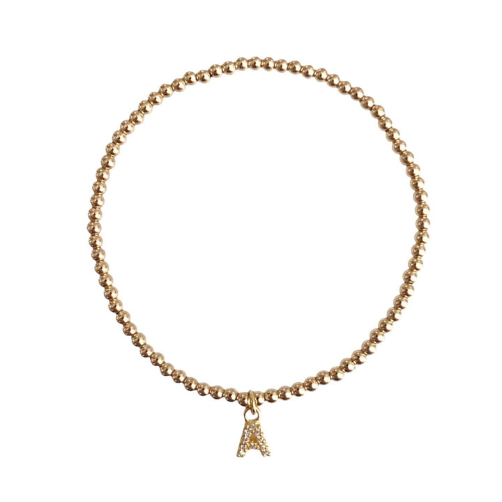 Mini Letter Charm Bracelet • 2.5mm Gold Fill Beads