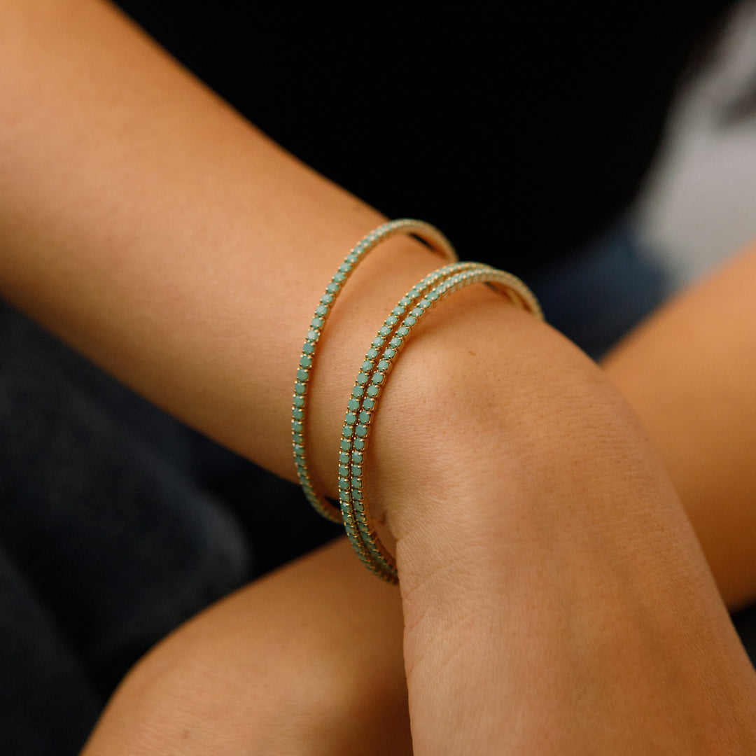 Green opal classic crystal bangle bracelet stacked – Sugar Bean Jewelry