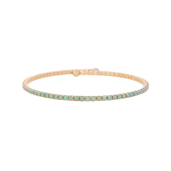 Green Opal Classic Crystal Bangle Bracelet – Swarovski green opal crystals in 18k gold plating – Sugar Bean Jewelry