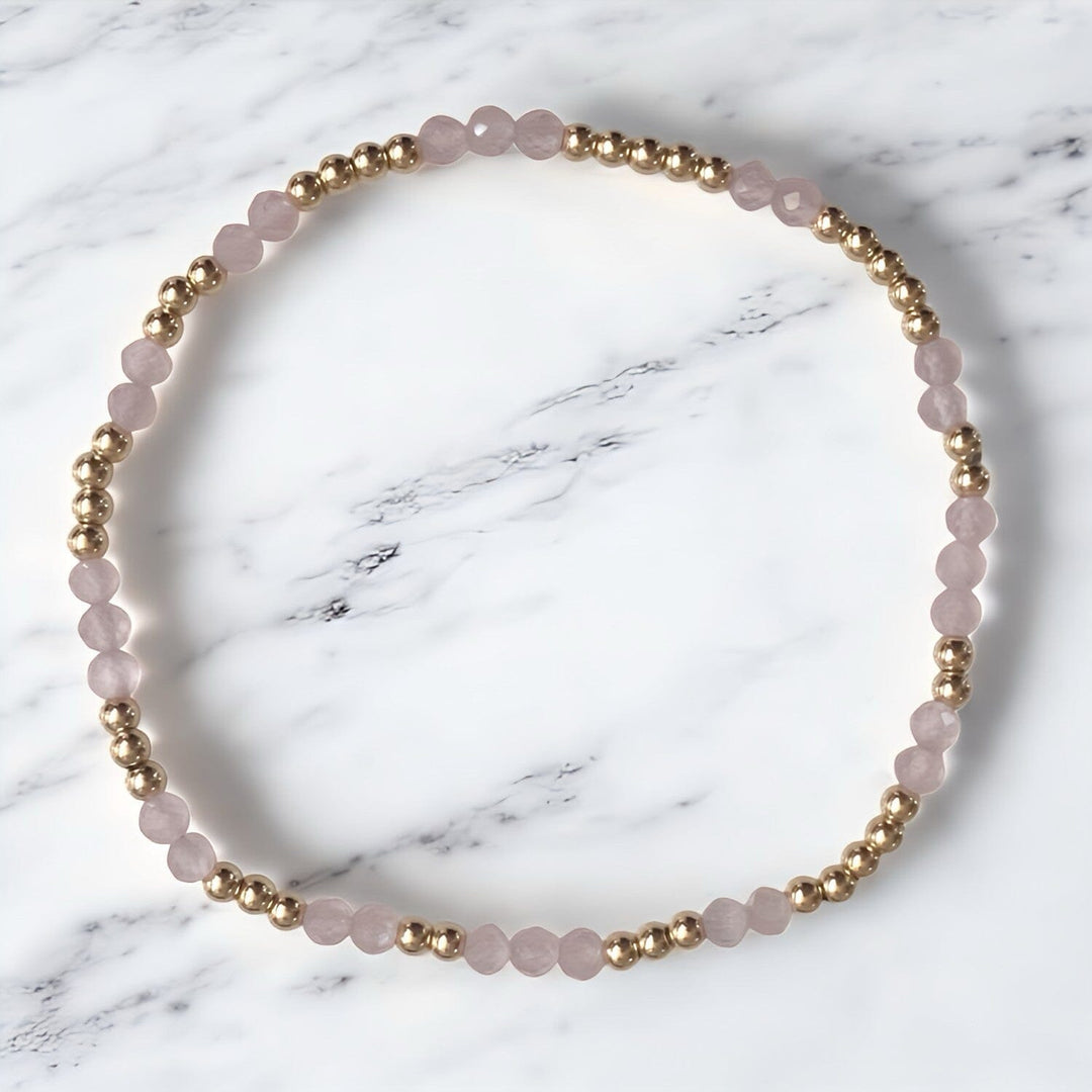 Hope Bracelet • Rose Quartz & 18k Gold-Filled Beads