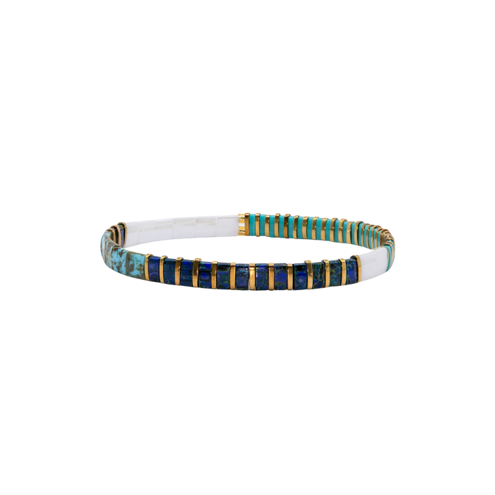 Indigo Isle Tila Bracelet – Miyuki glass bead stretch bracelet – Sugar Bean Jewelry