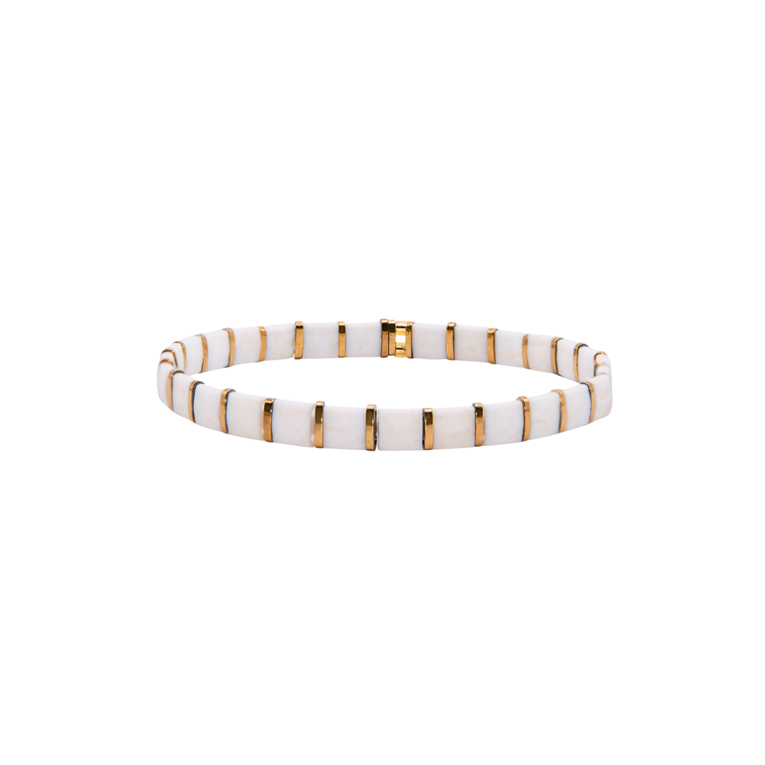 Ivory Coast Tila Bracelet – Miyuki glass bead stretch bracelet – Sugar Bean Jewelry