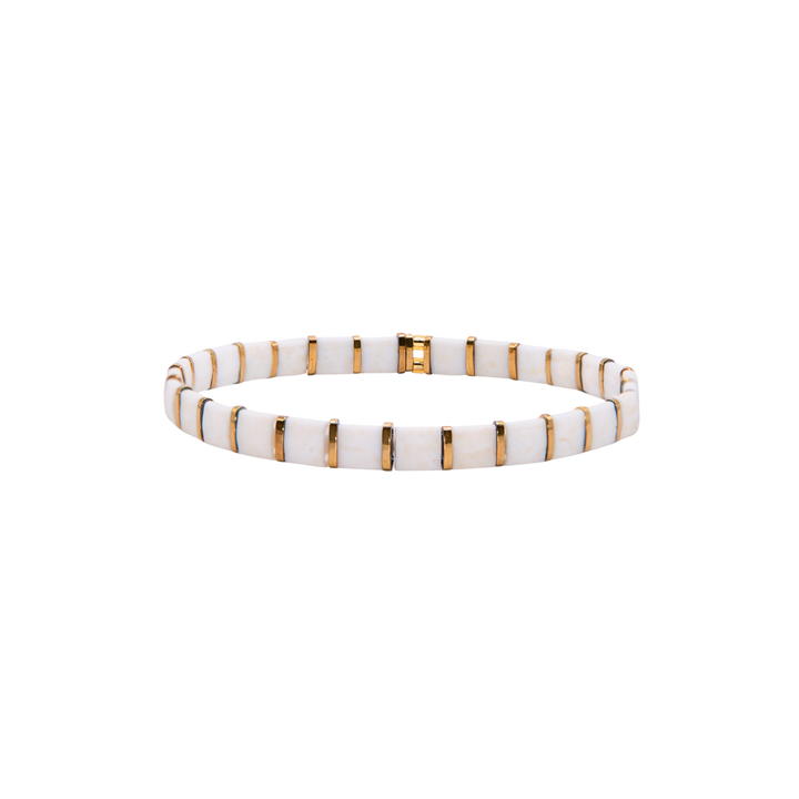 Ivory Coast Tila Bracelet – Miyuki glass bead stretch bracelet – Sugar Bean Jewelry