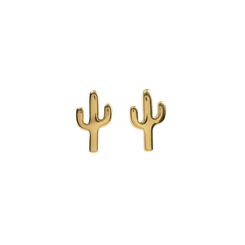 Mini Cactus Studs – solid 14k gold or plated sterling silver stud earrings – Sugar Bean Jewelry
