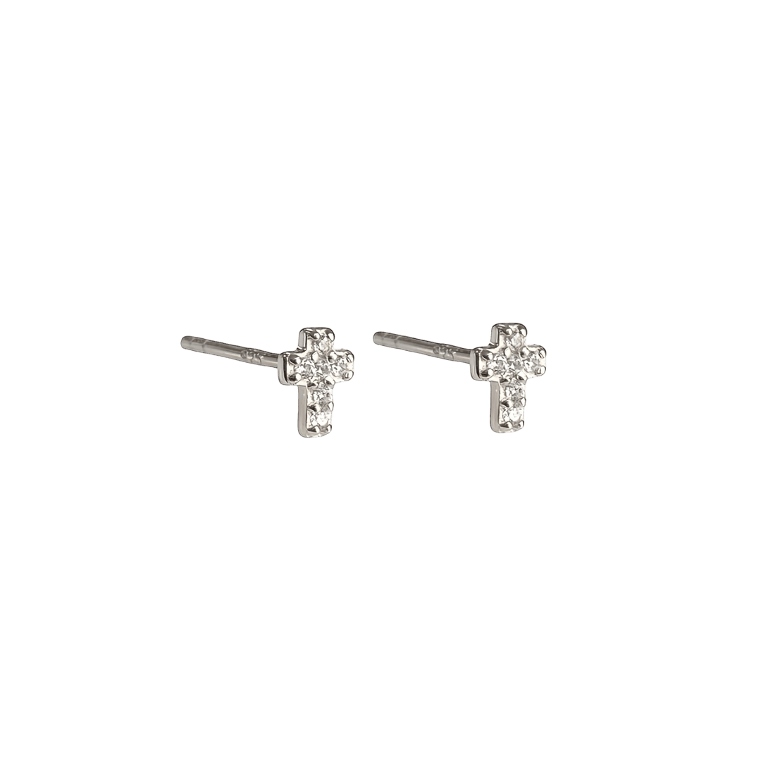 Mini Cross Studs – sterling silver stud earrings – Sugar Bean Jewelry