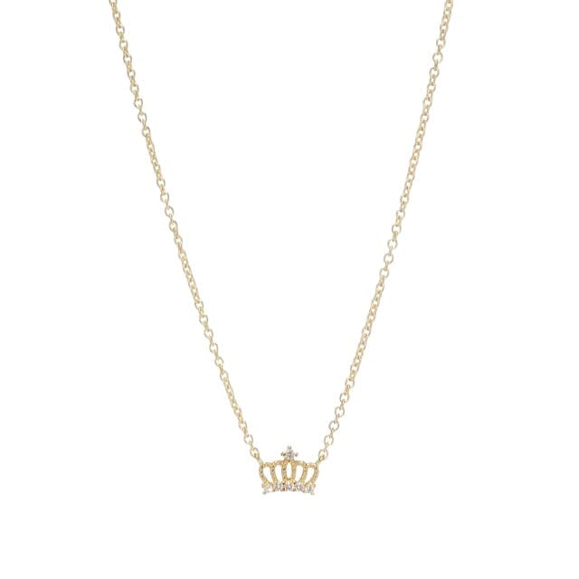 Mini Crown Necklace – sterling silver crown pendant with diamond simulant stones – Sugar Bean Jewelry