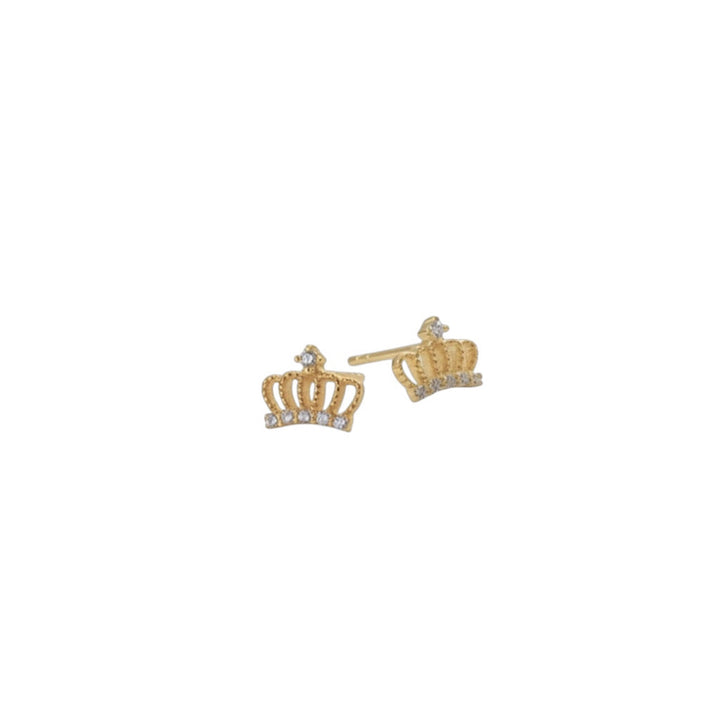 Mini Crown Studs – sterling silver with diamond simulant stones – Sugar Bean Jewelry