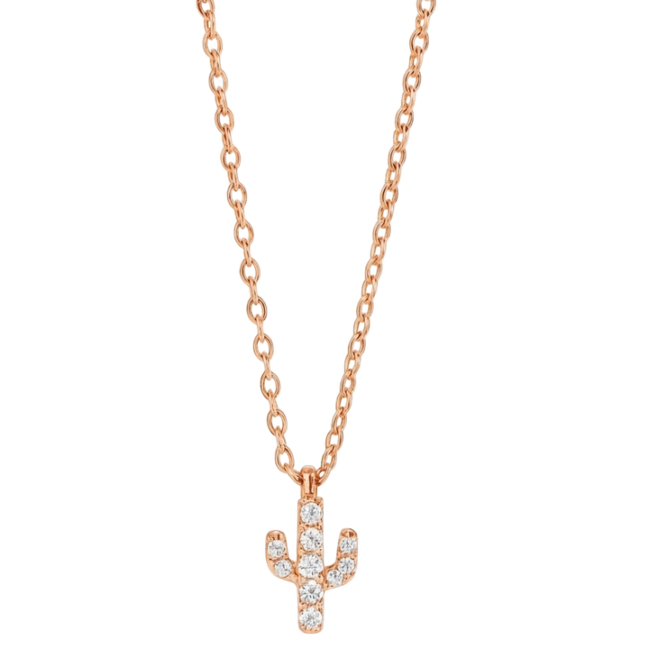 Mini Pavé Cactus Necklace – sterling silver cactus pendant with diamond simulant stones – Sugar Bean Jewelry