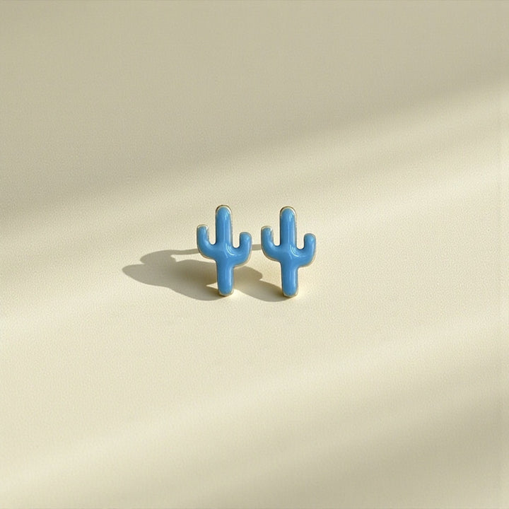 MINI ENAMEL CACTUS STUD EARRINGS