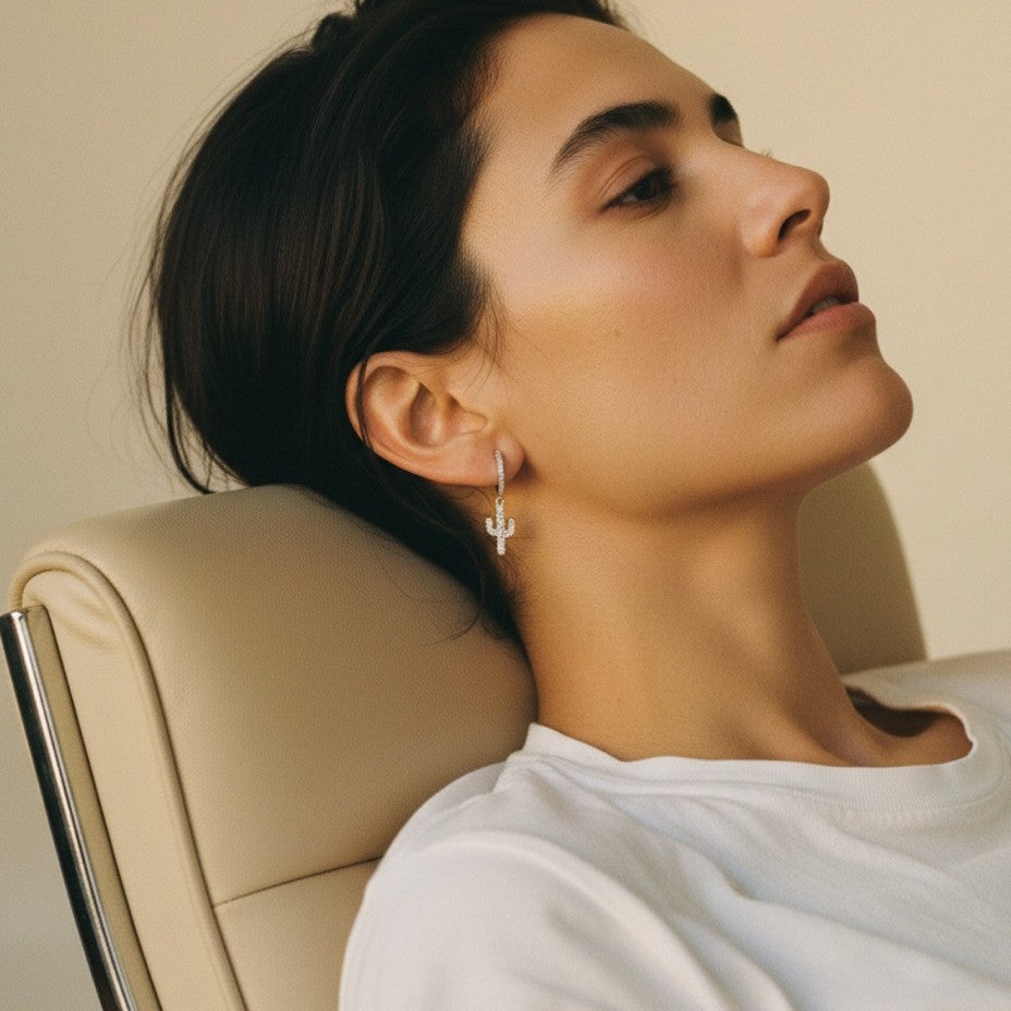 PAVÉ CACTUS HUGGIE EARRINGS