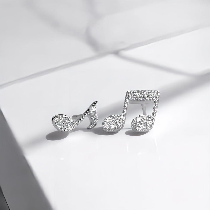 SPARKLING MUSIC NOTE STUD EARRINGS (MISMATCHED)