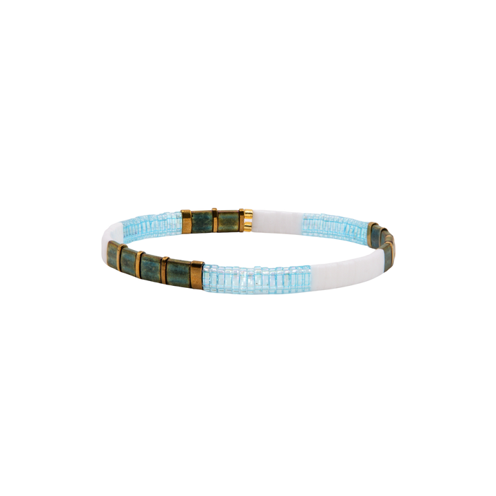 Open Water Tila Bracelet – Miyuki glass bead stretch bracelet – Sugar Bean Jewelry