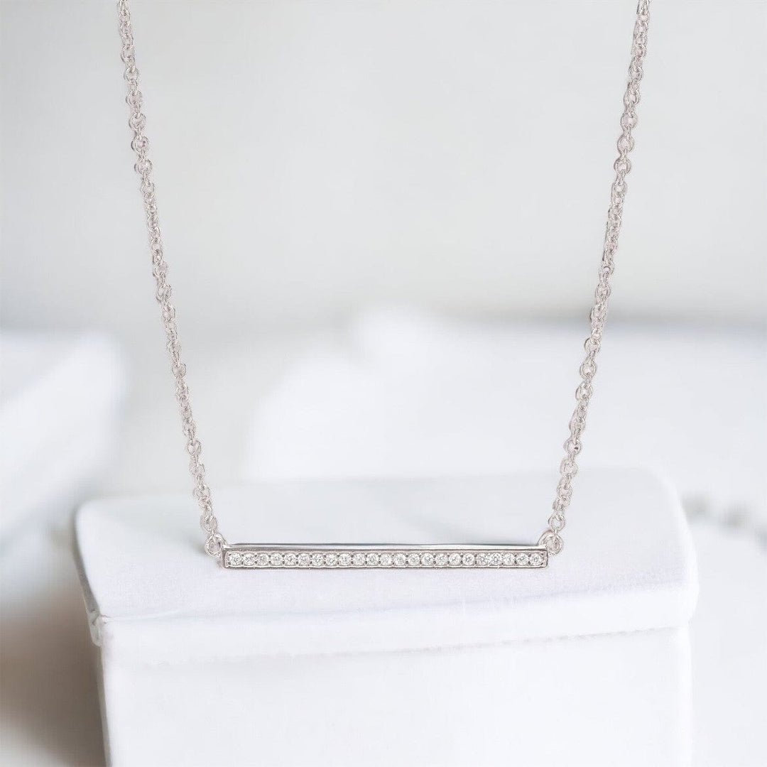 Pavé Bar Necklace – sterling silver bar pendant necklace – Sugar Bean Jewelry