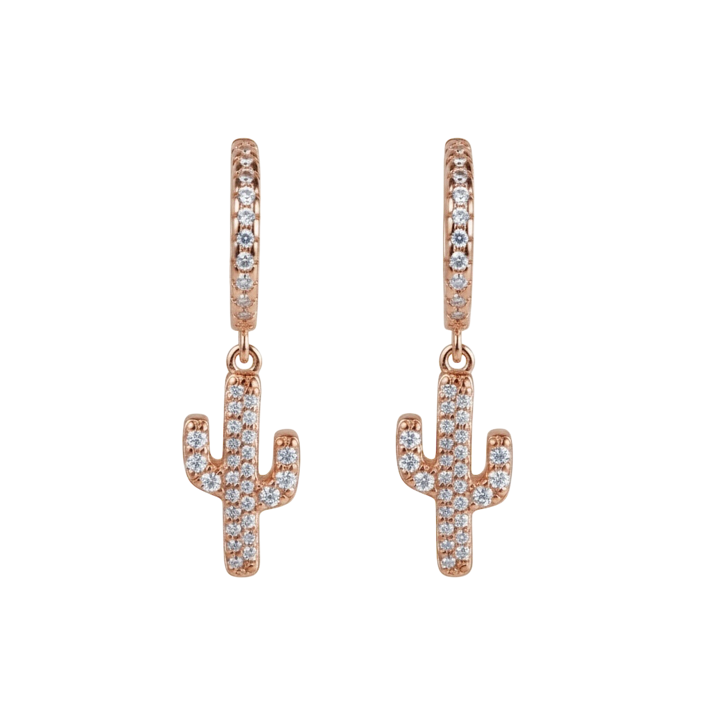 PAVÉ CACTUS HUGGIE EARRINGS