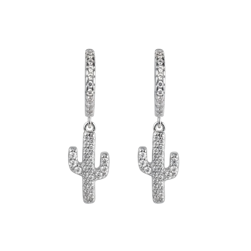 PAVÉ CACTUS HUGGIE EARRINGS