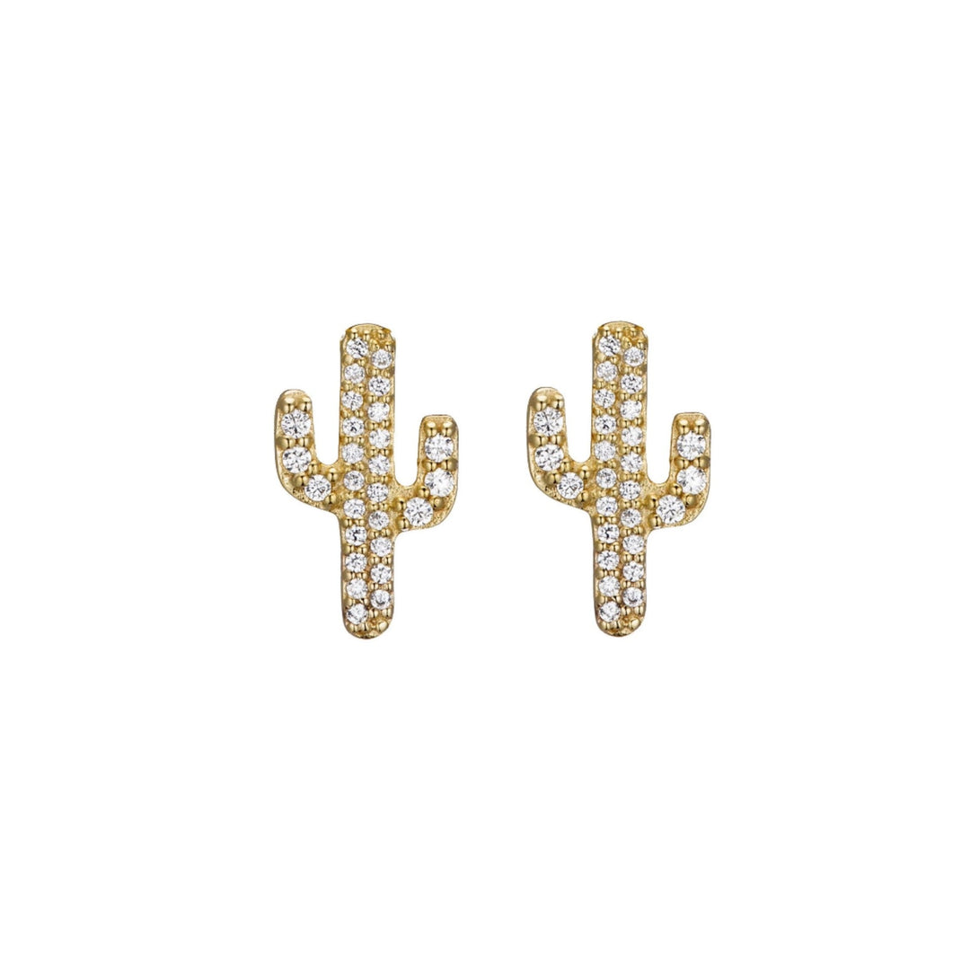 Pavé Cactus Studs in yellow gold – Sugar Bean Jewelry