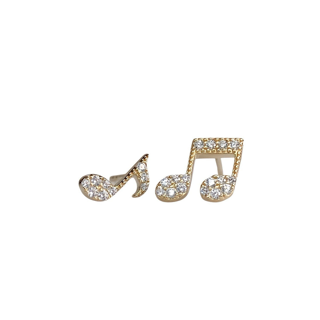 Pavé Musical Note Studs – sterling silver mismatched stud earrings – Sugar Bean Jewelry