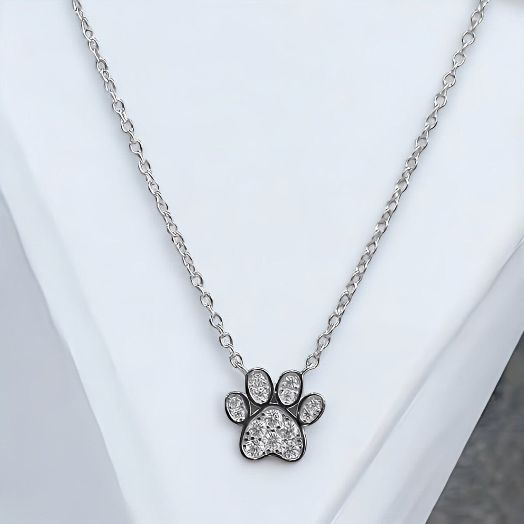 PAW PRINT HEART PENDANT NECKLACE