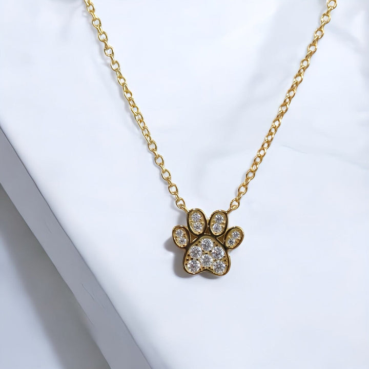 PAW PRINT HEART PENDANT NECKLACE